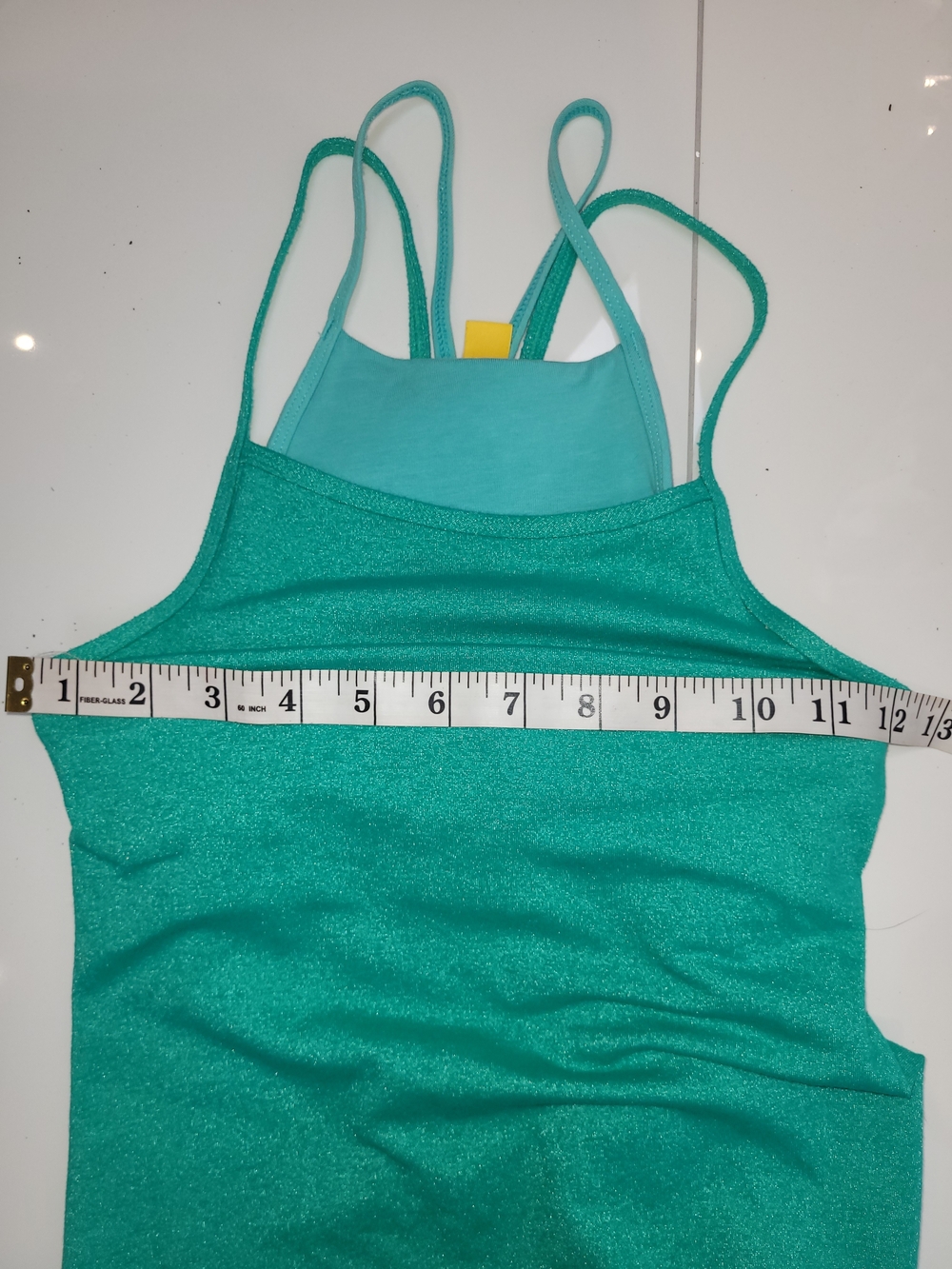 Lolë Emerald Green Glitter Strappy Tank Top Asymmetrical Hem XS - Picture 11 of 13